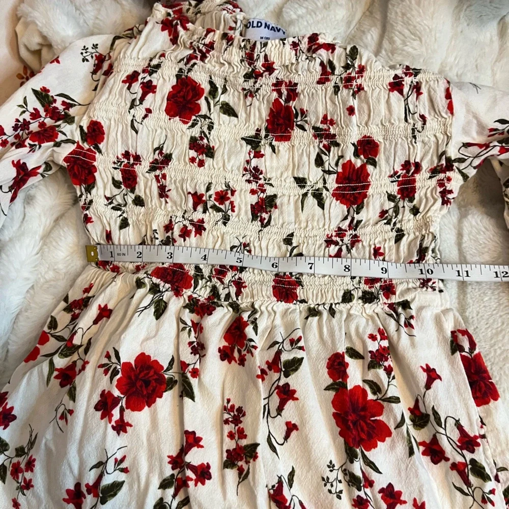 Old Navy Girls 8 Cream Red Floral Spring Fall Casual Prairie Midwest Dress City
